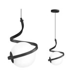 TOOLIGHT LAMPA WISZĄCA SZKLANA KULA SPIRALA APP1732-1CP CZARNA