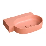 OMNIRES OVO M+ umywalka nablatowa/wisząca - lewa, 64 x 44cm coral  mat