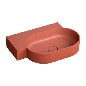 OMNIRES OVO M+ umywalka nablatowa/wisząca - lewa, 64 x 44 cm terracotta