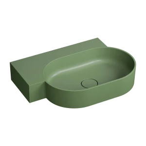 OMNIRES OVO M+ umywalka nablatowa/wisząca - lewa, 64 x 44 cm olive mat