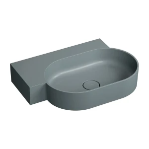 OMNIRES OVO M+ umywalka nablatowa/wisząca - lewa, 64 x 44 cm ash grey mat