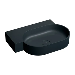 OMNIRES OVO M+ umywalka nablatowa/wisząca - lewa, 64 x 44 cm black lava mat