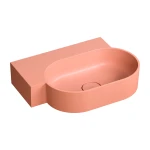 OMNIRES OVO M+ umywalka nablatowa/wisząca - lewa, 55 x 38 cm coral mat