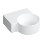 OMNIRES OVO M+ umywalka nablatowa/wisząca - lewa, 33 x 34 cm biały mat