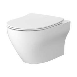 CERSANIT SET C823: MISKA ZAWIESZANA LARGA PRO OVAL CERSANIT VORTEX Z DESKĄ DUROPLASTOWĄ MOONWAY SPOT SLIM
