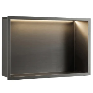 REA PÓŁKA WNĘKOWA ŁAZIENKOWA LED 30x45 tytan