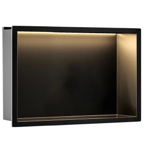 REA PÓŁKA WNĘKOWA ŁAZIENKOWA LED 30x45 czarna