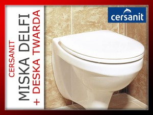 CERSANIT - Miska zawieszana DELFI  + DESKA TWARDA DUROPLAST