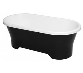 POLIMAT wanna wolnostojąca  solid surface 150x75 AMONA NERO czarny połysk