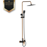 INVENA  DESZCZOWNIA Z BATERIĄ NATRYSKOWĄ MIDNIGHT BLACK/ GOLD ROSE PREMIUM 