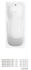 Wanna akrylowa prostokątna " MAJKA NOVA " 150 x 70 PMD PIRAMIDA