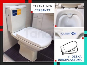 Cersanit - Kompakt Wc uniwersalny CARINA NEW CLEAN ON K31-043 + Deska Twarda duroplastowa z metalowym zawiasem